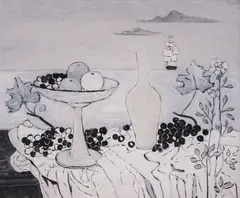 Vasilka Moneva, Seascape with still life, 2000's, маслени бои върху платно