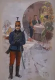 Jaroslav Veshin, Bulgarian soldier hoping for Christmas at home, 1914, темпера върху хартия