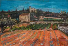David Peretz, Summer day in Aix-en-Provence, 1950's, маслени бои върху платно