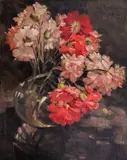 Elisaveta Konsulova-Vazova, Pink carnations, 1937, маслени бои върху шперплат