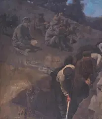 Aleksandar Mutafov, In the trench, 1910's, маслени бои върху платно