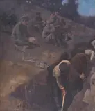 Aleksandar Mutafov, In the trench, 1910's, маслени бои върху платно