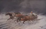 Konstantin Stoilov, At full gallop, маслени бои върху платно