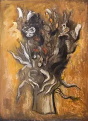 Wildflowers by Kalina Taseva, 1987, маслени бои и въглен върху платно, sold Jun 2026
