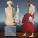 Dimitar Voinov, Nude and diver, 1982, маслени бои върху платно