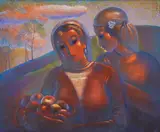 Keazim Issinov, The harvest, 1992, маслени бои върху фазер