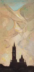Nikola Manev, The cathedral, маслени бои върху корк
