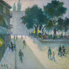 Ivan Kirkov, Summer day in the city, маслени бои върху платно