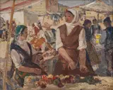 Danail Dechev, Karlovy Vary Market, 1958, маслени бои върху платно