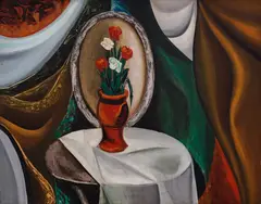 Yoan Leviev, Still life with tulips, маслени бои върху платно