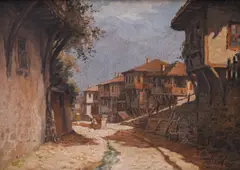 Peter Morozov, The Old Town, 1945, маслени бои върху шперплат