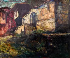 Ivan Hristov, Kiril Nektariev Street from Old Plovdiv, 1942, маслени бои върху платно