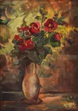 Maria Lozeva, Red roses, 1965, маслени бои върху шперплат
