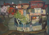 Stefan Yanev, Houses in Sozopol, маслени бои върху платно
