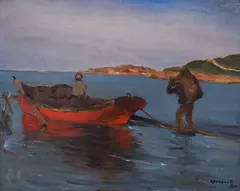 Dimo Nikolov, Sozopol, 1939, маслени бои върху шперплат