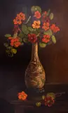 Yordan Pindikov, Still life with an oriental vase, маслени бои върху шперплат