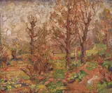Elena Karamihaylova, Landscape from the village of Zemen, маслени бои върху фазер