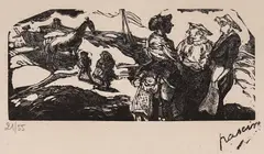 Jules Pascin, Scene in Montmartre, 1910, дърворезба