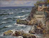 Napoleon Alekov, Sozopol beach, 1981, маслени бои върху платно каширано на шперплат