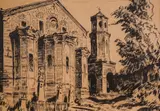 Boris Denev, The Church of the Holy Virgin in Plovdiv, туш върху хартия