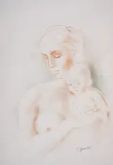 Luben Dimanov, Motherhood, креда и пастел върху хартия