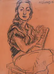 Yuri Bukov, Model in the studio, 1990, маслен пастел върху хартия
