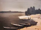 Yordan Parashkevov, Danube motif, 1981, маслени бои върху фазер