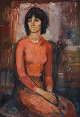 Rada Poptosheva, Portrait in an interior, 1980's, маслени бои върху платно