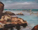 Vera Lukova, Sea cliffs, маслени бои върху картон