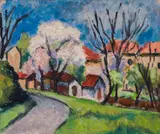 Todorka Burova, Spring landscape, 1970's, маслени бои върху картон