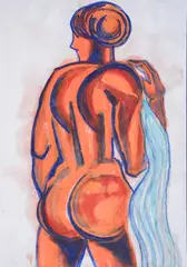 Yoan Leviev, Nude, акварел и пастел върху хартия