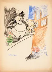 Ilia Beshkov, Mr. Svinski and the protest, 1932, маслен пастел върху хартия