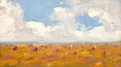 Cornel Raţiu, La seceriș, 1910, ulei pe carton