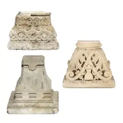 Lot format din capitel în stil Neo-Românesc, decorat cu motive vegetale, o bază în stil Neo-clasic și un capitel corintic, decorat cu volute și frunze de acant by Emil Wilhelm Becker, ipsos, sold Jun 2026