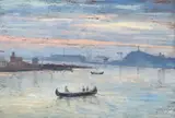 Gheorghe Sarbu, Bărci la asfințit, 1915, ulei pe carton