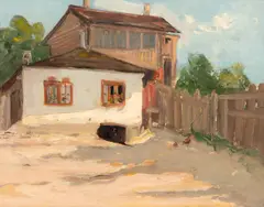 Ion Țincu, Casă din Dobrogea, ulei pe pânză