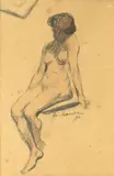 Grigore Manea, Nud, 1913, tuș, creion și acuarelă pe hârtie