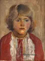 Fata cu bluză roșie by Maria Ciurdea Steurer, 1914, ulei pe pânză, sold Jun 2026