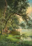 Margine de lac by început de sec. Xx Școală Central Europeană, ulei pe pânză, sold Jun 2026