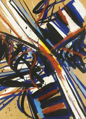 Edo Murtić, Blue Abstraction, 1974., tempera on paper