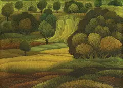 Josip Pintarić Puco, Green Landscape, 1979., oil on canvas