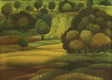 Josip Pintarić Puco, Green Landscape, 1979., oil on canvas