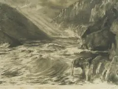 Menci Clement Crnčić, Coastal Landscape, monotype
