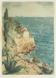 Dušan Kokotović, Dubrovnik Coast, watercolored copper engraving