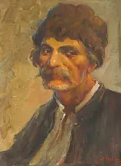 Samuel Bogdanovici, Man with Mustache, 1955., oil on cardboard