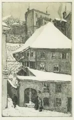 Menci Clement Crnčić, Butcher's Street, cca. 1910., watercolor on paper