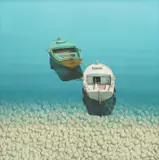 Zvonimir Mihanović, Two Boats, oil on canvas