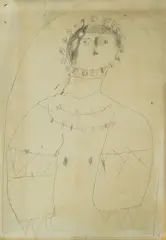 Slavko Kopač, Lady with Jewelry, pencil on paper glued on hardboard