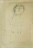 Slavko Kopač, Lady with Jewelry, pencil on paper glued on hardboard