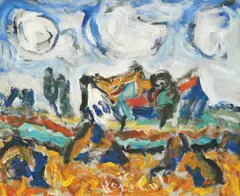 Milan Konjović, Farmstead, 1977., oil on canvas